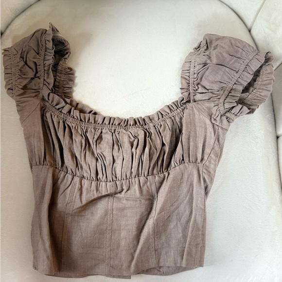 Princess Polly Ruffled Brown Crop Top - Picture 2 of 2